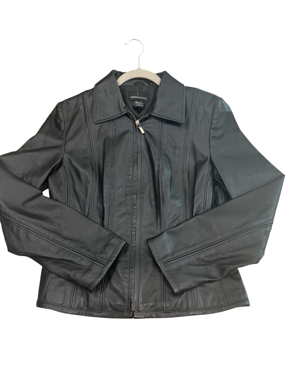 Moda International leather rider jacket. Size medium like new.